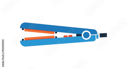 Blue hair straightener with orange plates in sleek modern design for beauty and styling
