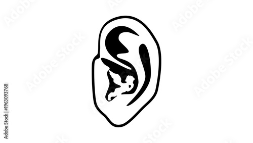 an angel whispers in the ear, black isolated silhouette