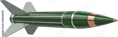 Green missile vector illustration detailed military rocket weapon isolated modern defense system tactical projectile aerospace engineering high precision design