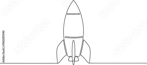 Single continous line art of rocket