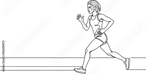 Continous single lineart of a person jogging