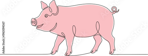 Pig in one line logo icon. Pig continous line art icon vector. Abstract vector linear illustration of pig. pork vector icon. line art. Vector illustration