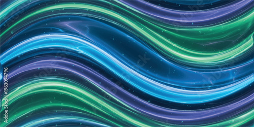 Vibrant, flowing waves of glowing bioluminescent gel in shades of electric blue, deep purple, and emerald green, with subtle iridescent bubbles.