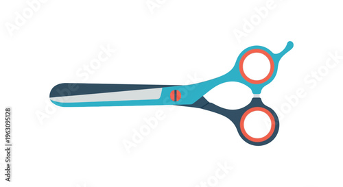 Colorful scissors in vibrant blue and orange hues on white background for creative design