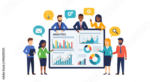 Business people analyzing data charts graphs.