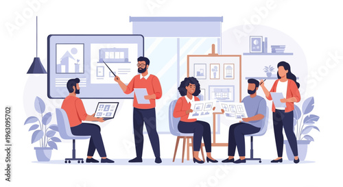 Business people in meeting discussion.