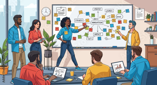 Business people in meeting presentation.