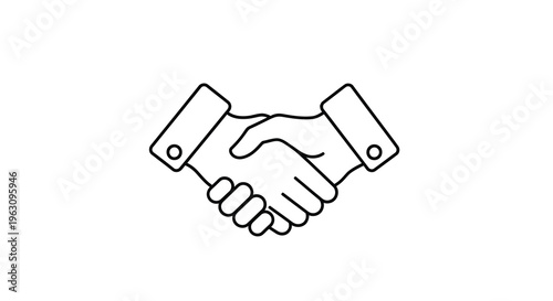 Bild auf Leinwand Two hands shaking in agreement a simple line art silhouette