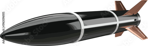 Modern bomb missile vector illustration detailed military explosive weapon isolated aerial munition defense aerospace tactical design high precision model