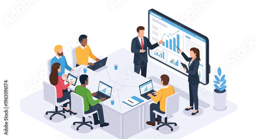 Wallpaper Mural Business people working on computers together. Torontodigital.ca