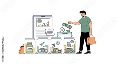 Businessman putting money into piggy bank.