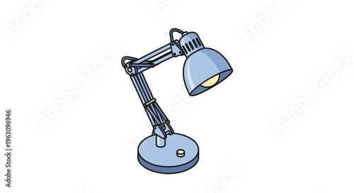 Desk lamp with adjustable arm.