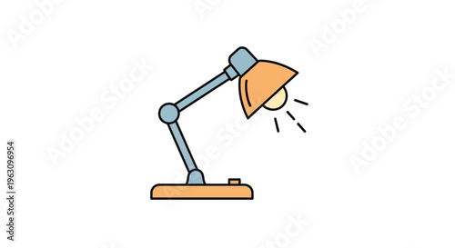 Desk lamp with adjustable arm.