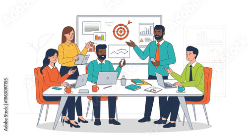 Diverse group of business people meeting.