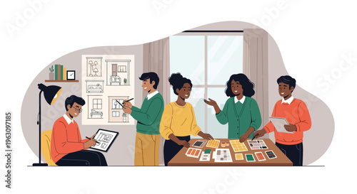 Diverse group of people collaborating.