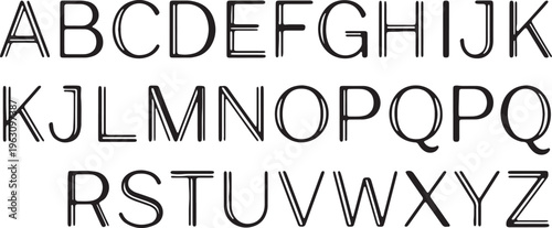 A complete set of uppercase letters with a simple elegant double line