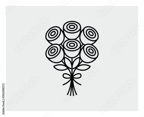 Simple Line Bouquet of Roses with a Bow