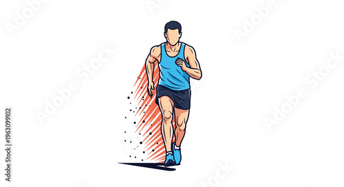 Man Running in Blue Athletic Wear.