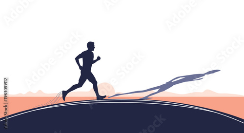 Man Running on a Hill Silhouette.