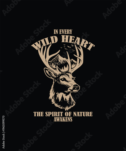 Deer Buck Hunting Illustraion