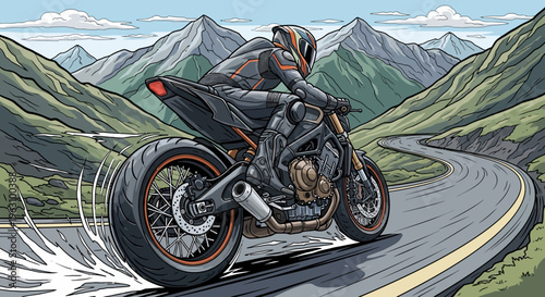 Rider on a black motorcycle.