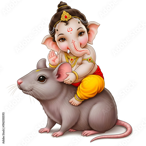 AI Generated Illustration for Happy Ganesh Chaturthi Festival for Invitation, Poster, Social Media Post Design Background