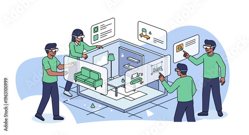 Workers Collaborating on Large Blueprint.