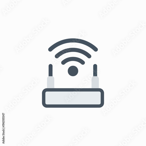 Wireless internet connection symbol with router signal waves