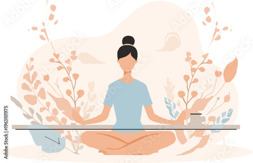 Person Practicing Mindfulness and Meditation at Desk for Work Life Balance