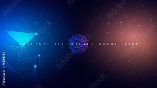 Futuristic Global Digital Network with Earth Globe and HUD Interface