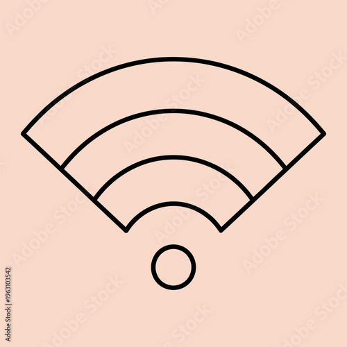 Minimal line Wi Fi signal with peach background WiFi line minimal black lines