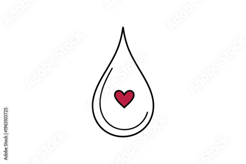 A simple and elegant teardrop shape with a small heart inside it symbolizing love and emotion Vector