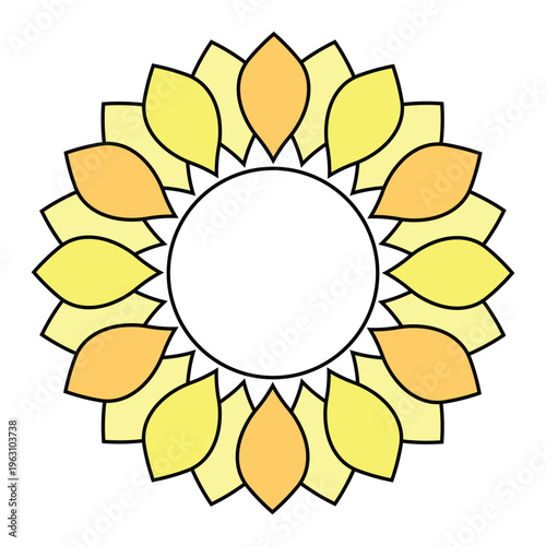 Colorful vector illustration of sun and flowers in a decorative floral nature design