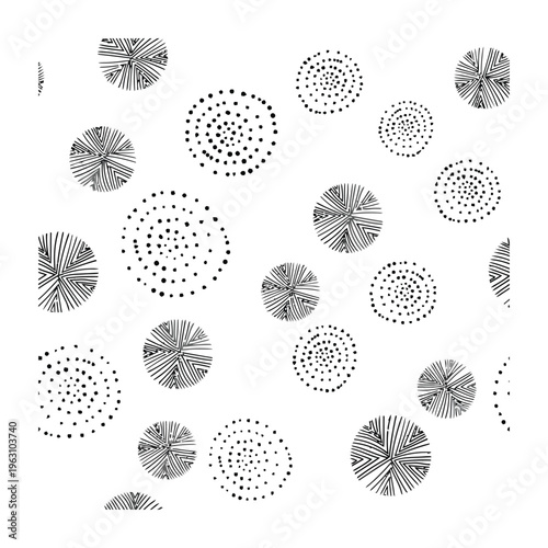Radial Patterns Vector Illustration with Dots and Lines
