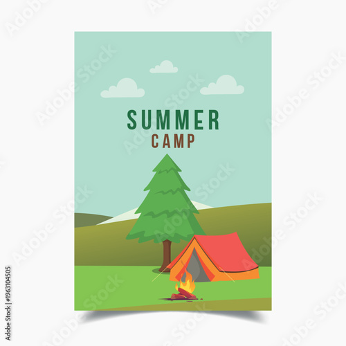 Summer Camp Background Template Illustration