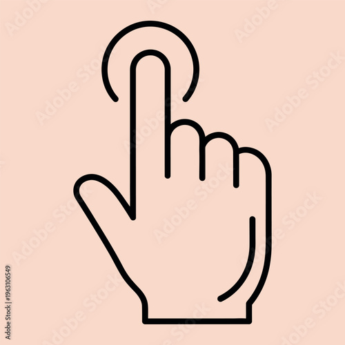Minimal line hand with index finger pointing up and curved line