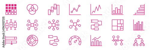 Business analytics infographic icon set vector with charts graphs diagrams and data visualization elements isolated on white background. Chart tree icon set Growth blue icon set. Financial profit blue