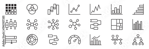 Business analytics infographic icon set vector with charts graphs diagrams and data visualization elements isolated on white background. Chart tree icon set Growth blue icon set. Financial profit blue