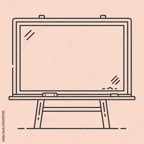 Minimal line of a blank whiteboard on an easel line minimal whiteboard blank board black lines peach background