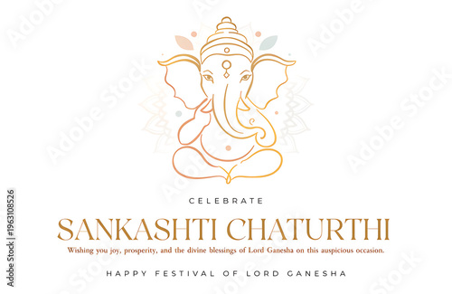 celebration of  ganesh Sankashti Chaturthi poster white background.
