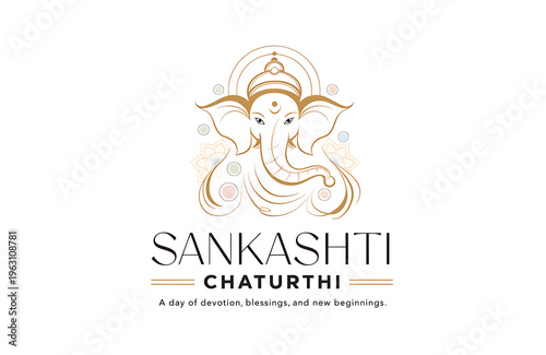 poster of Lord ganesh Sankashti Chaturthi white background.