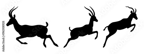 Gazelle leaping silhouette set with simple line art design featuring line art, illustrations, graphic resources with vector and design elements