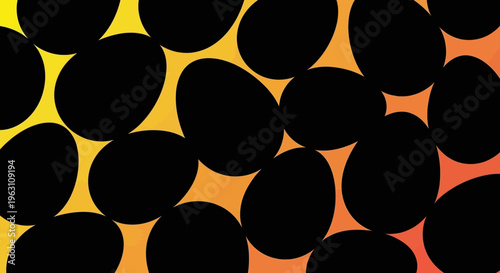 Abstract black ovals creating a dynamic and modern pattern.