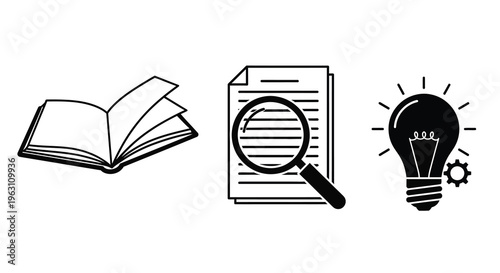 Learning research and innovation represented in a clean silhouette