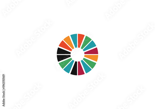 Free Download A minimalist mandala logo with colorful radial segments is shown. - GFXLoad