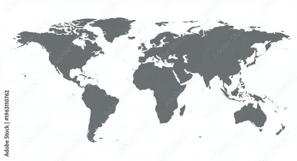 Obraz premium A gray illustration map of the world on a white background