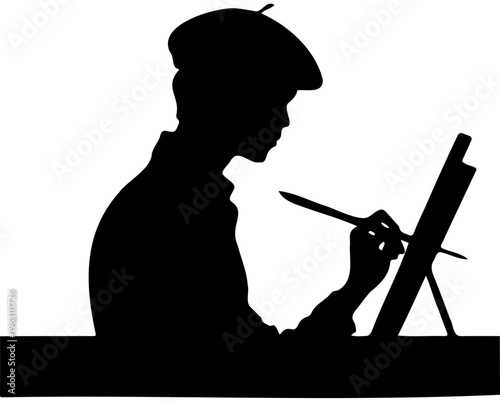 silhouette of a young man  is painting vector