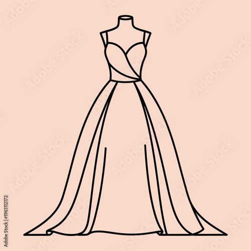 Minimal line of a sleeveless wedding dress on a headless mannequin line minimal wedding dress sleeveless dress