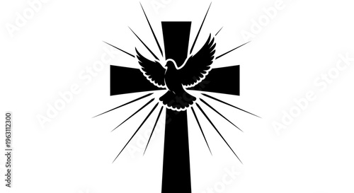 Holy Spirit Dove and Cross Symbolizing Faith and Peace.