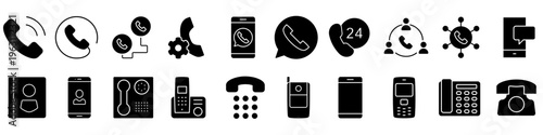 Telephone icons vector set. phone illustration sign collection. call symbol.
